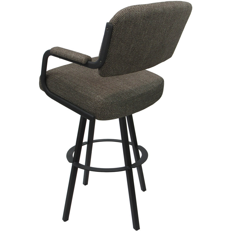 Tabouret de comptoir très grand Irelynd, Mélange de polyester cacao / cadre gris