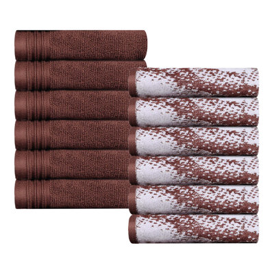 Kreager 500 GSM 100% Cotton Quick-Drying Marble Solid 12 Piece Face Towels