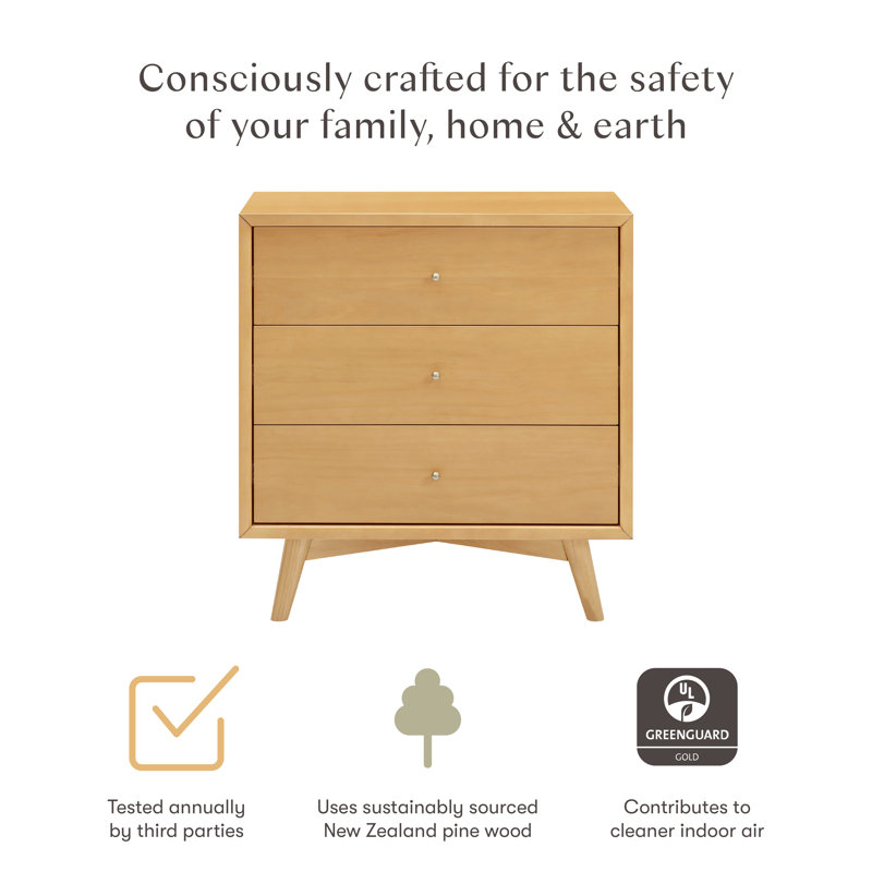 Palma 3-Drawer Assembled Dresser, Honey