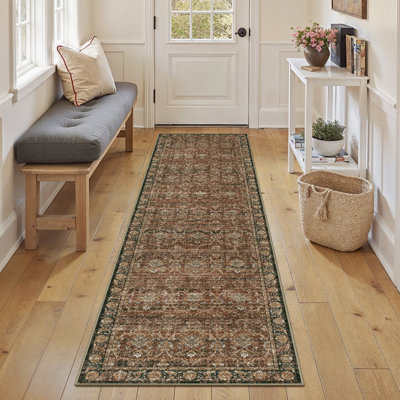 Orihue Vintage Red/Brown Area Rug for Living Room with Non-Slip Backing