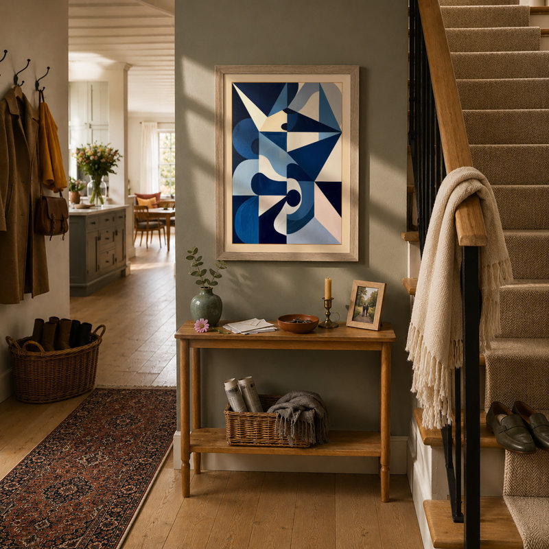 Angular Geometry Geometric - Framed Print, A2 - 59.4 x 42.0 cm, Oak