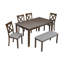Ensemble de salle à manger de cuisine 6 pièces, table de salle à manger rectangulaire en bois avec 4 chaises rembourrées et un banc, ensemble de table de salle à manger pour 6 personnes-897345391-891462239