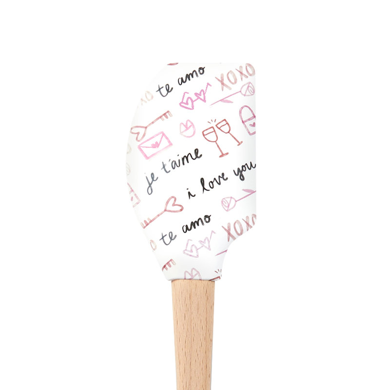 Spatule en silicone avec poignée en bois Tovolo Spatulart Love Script
