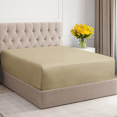 400 Thread Count Cotton Extra Deep Pocket Fitted Sheet - Hotel Luxury Single Fitted Sheet Only - Easily Fits 18" to 24" Mattress