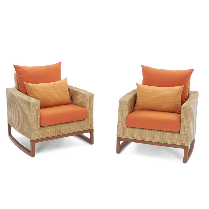 Chaise de patio avec coussins Sunbrella Tullio, Tissage uni Sunbrella® palette Cayenne