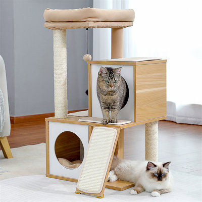 35-Inch Wooden Medium Cat Tree House