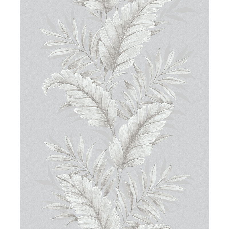 Palazzo Fern Stripe Wallpaper Roll, Silver/Gray-48