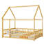 Structure de lit de style moderne, lit en bois en forme de maison avec barrières de sécurité