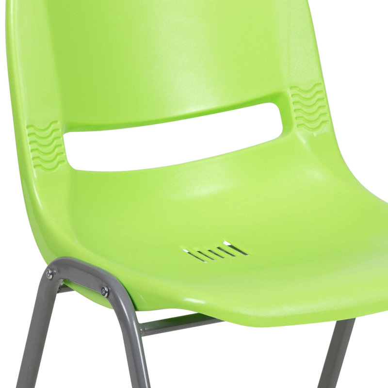 Green Ergonomic Metal Frame Stacking Chair