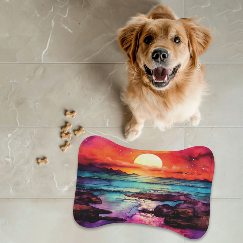 Sunset Tones - 1 Piece Bone Shape Feeding Mat