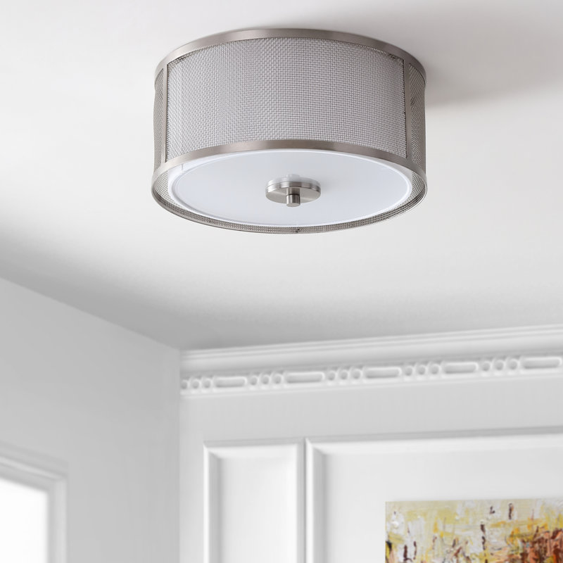 Plafonnier encastré 2 lumières Branden, Nickel, H 5,5 po x l 12 po x p 12 po