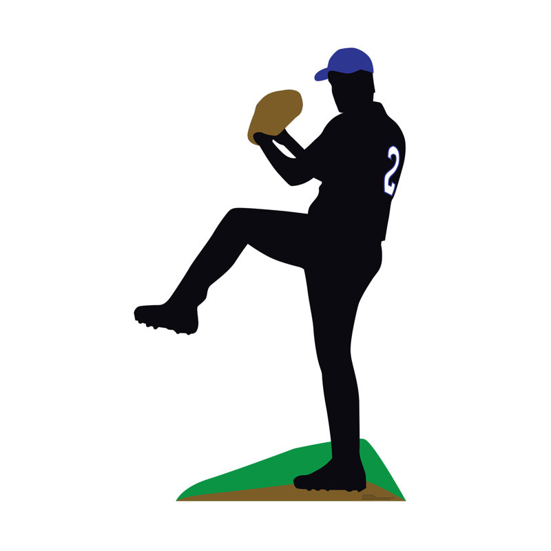 73'' Black Baseball Player Silhouette Cardboard Standup