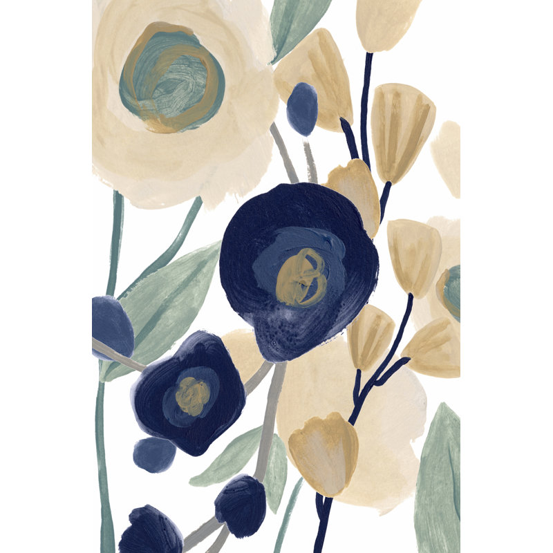 Blue Poppy Cascade II by June Erica Vess - Wrapped Canvas Painting, 46cm H x 30cm W