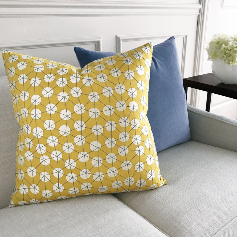 Maude Square Polyester/Polyester Blend Pillow Cover and Insert, Polyester, Blue