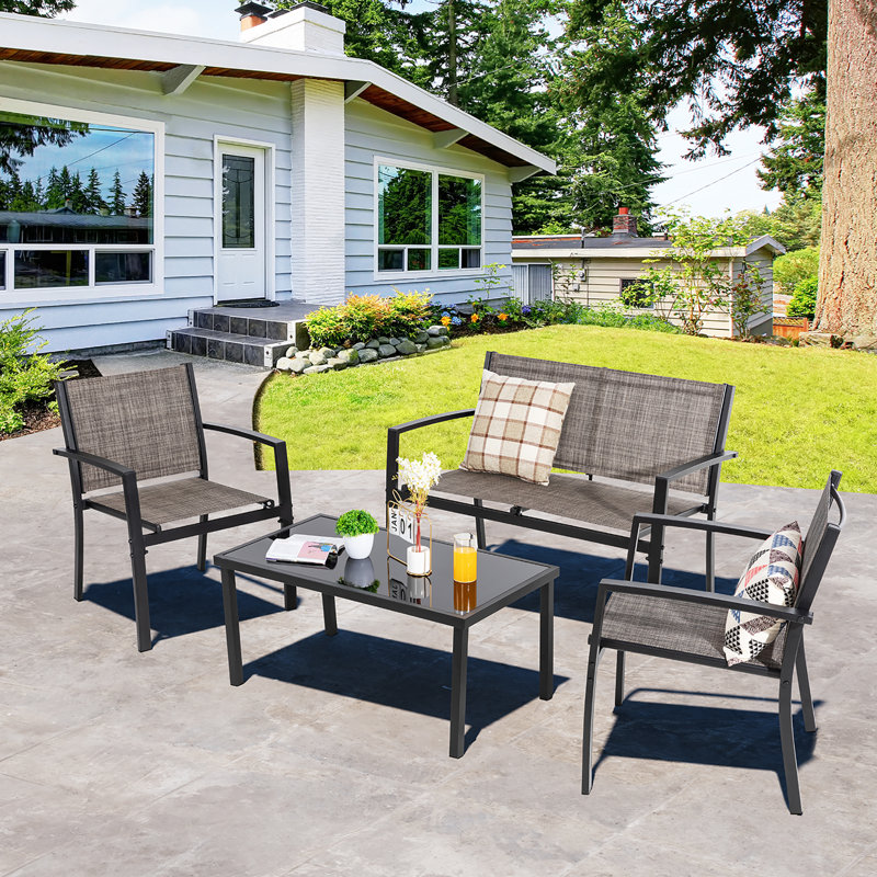 Arantxa 4 - Person Patio Conversation Set, Light Brown