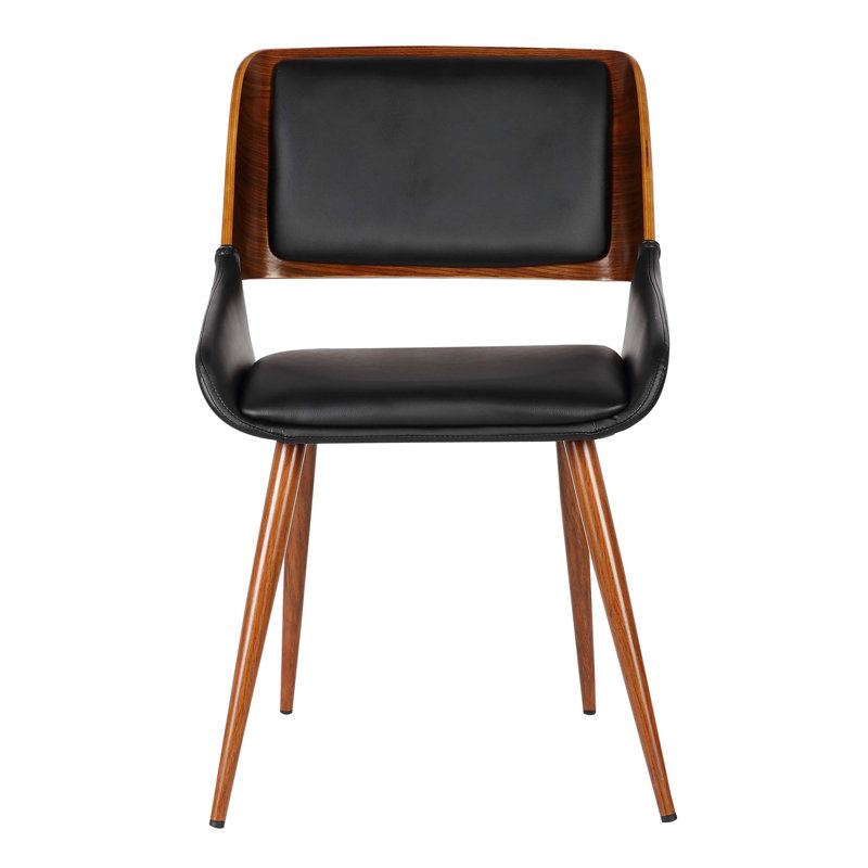 Chaise de salle à manger rembourrée Almar, Similicuir noir