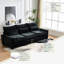 Canapé modulaire en chenille de 99 po de style salon en L 4 places, siège moelleux et mi-moelleux, confort en nuage, mousse et ressorts à double couche, base en bois massif en forme de L noire pour salon-383090360