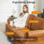 Canapé de 85 po de luxe, canapé confortable en simili cuir 3 places avec accoudoirs roulés et garniture cloutée, brun