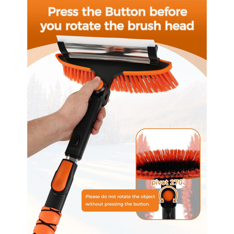 Grattoir à glace extensible 41 po pour pare-brise de voiture 2-en-1 Brosse à neige pour voiture Grattoir à neige pour voiture