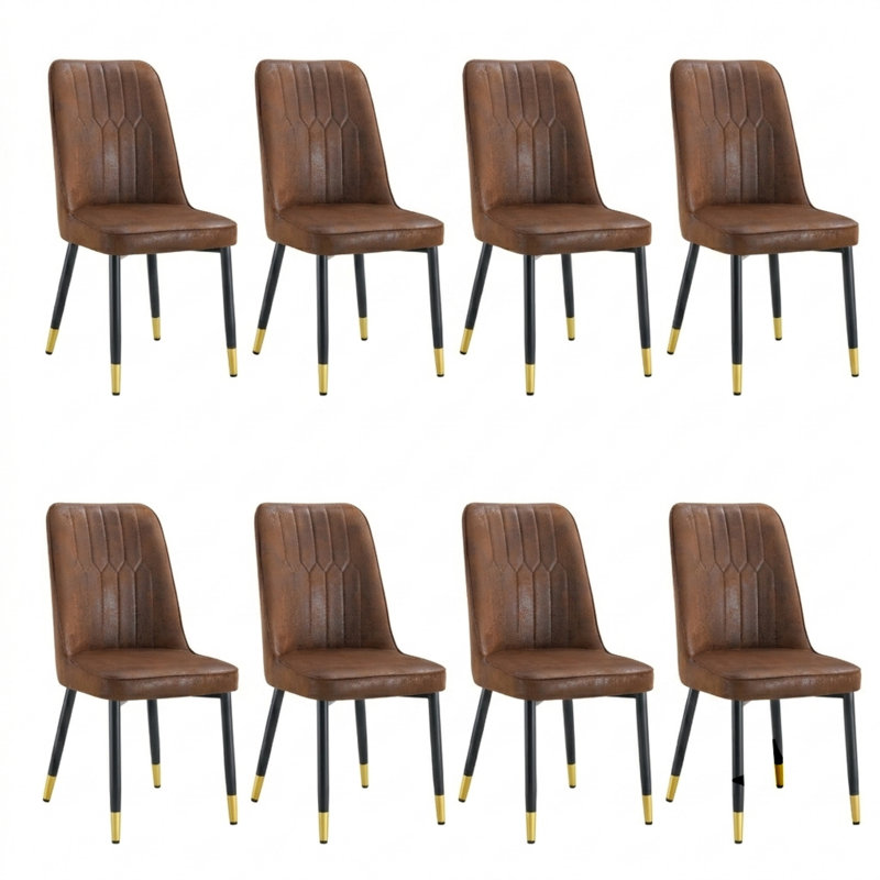 Faux Leather Upholstered Solid Back Side Chair, Brown