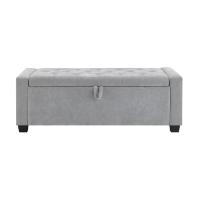 Ottoman With Storage, Storage Ottoman Bench With Safety Hinge, Upholstered Entryway Bench With Seating