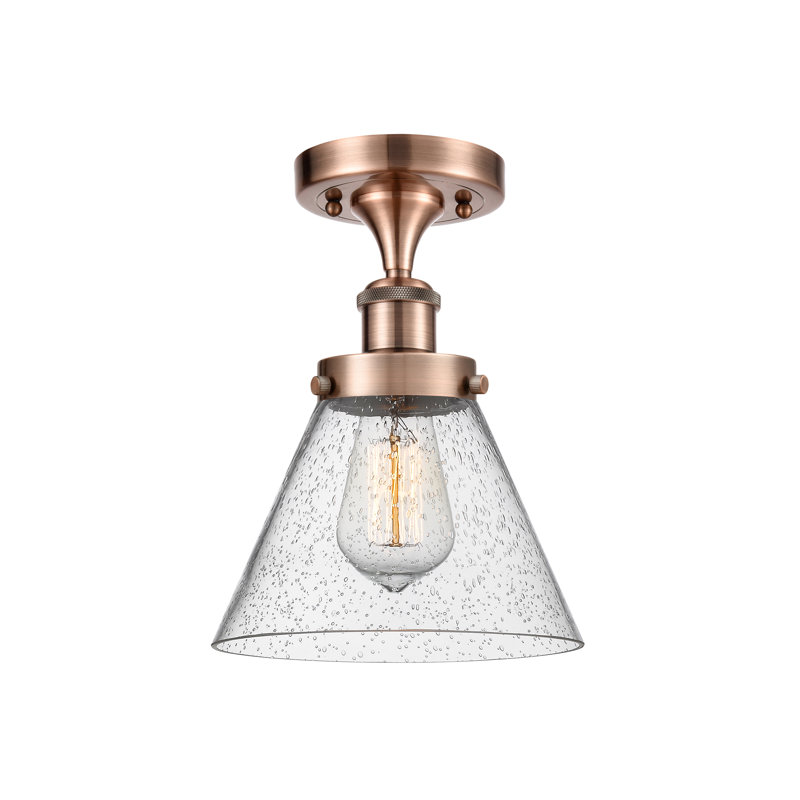Plafonnier semi-encastré 1 lumière Alvonia, Cuivre antique, H 13 po x l 8 po x P 8 po, Ampoule non incluse