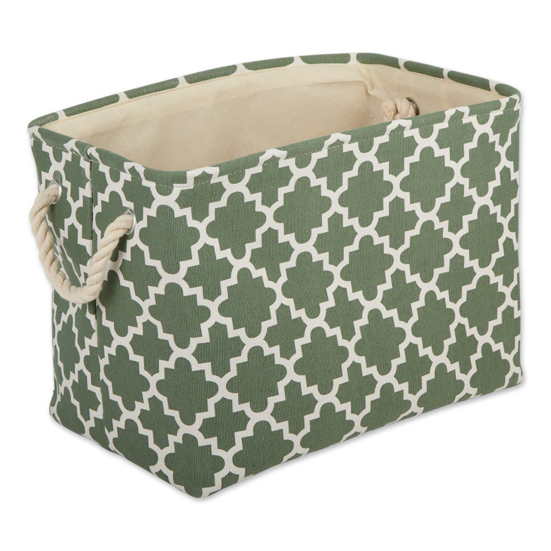 Artichoke Green Fabric Storage Bin with Rope Handles
