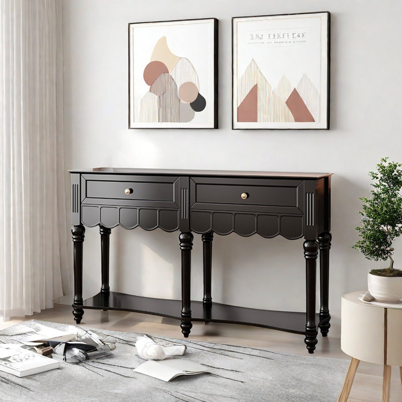 Modern Minimalist Multifunctional Console Table, 35.43" H x 55.12" W x 15.75" D, Black