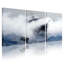 Nautique orageux, bateau, nuages, bateau, vagues, brume, ciel, ensemble de 3 impressions sur toile-210922627