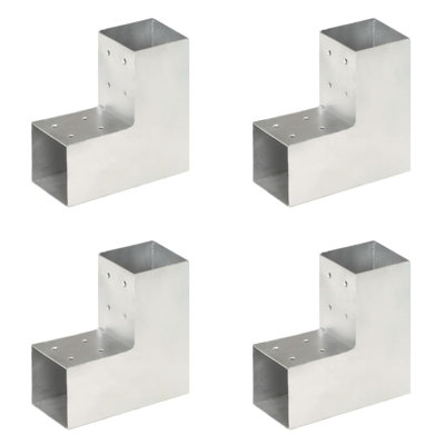Vidaxl Post Connectors 4 Pcs L Shape Galvanised Metal 3.19X3.19"