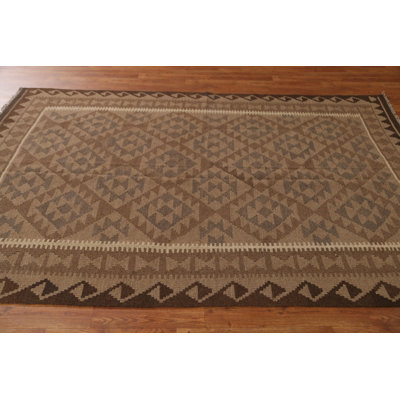 Brown Kilim Geometric Area Rug 5x8