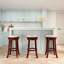 Tabouret de bar 30 po avec siège couleur cerise et tissu beige, pivotant confortable, fabrication en bois franc, convient aux tabourets de cuisine, finition cerisier, bois franc,-586920564