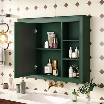 Armoire de salle de bain murale moderne - 35 po x 27,5 po avec miroir et compartiment de rangement dissimulé