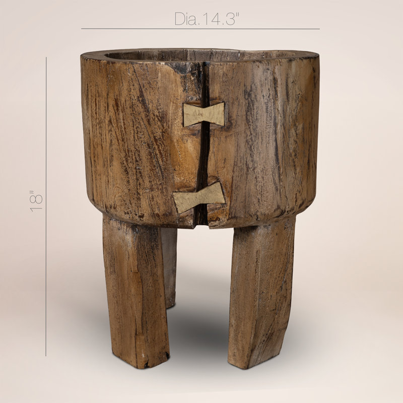 Timber Heirloom Planter ~ A testament to nature’s resilience, this handcrafted 100% reclaimed wood planter showcases organic beauty and time-honored repair techniques, bringing warmth and character to botanical displays with its natural imperfections.