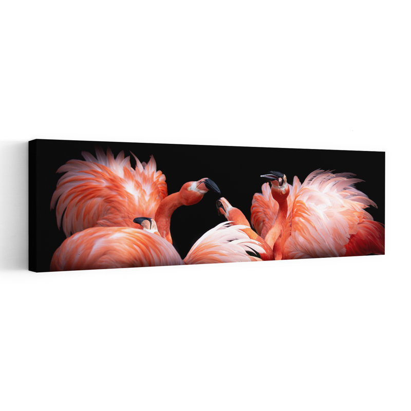Flamingo Group Portrait by Jorg Vollrath - Wrapped Canvas Panoramic Print, 91.44 cm H x 30.48 cm W