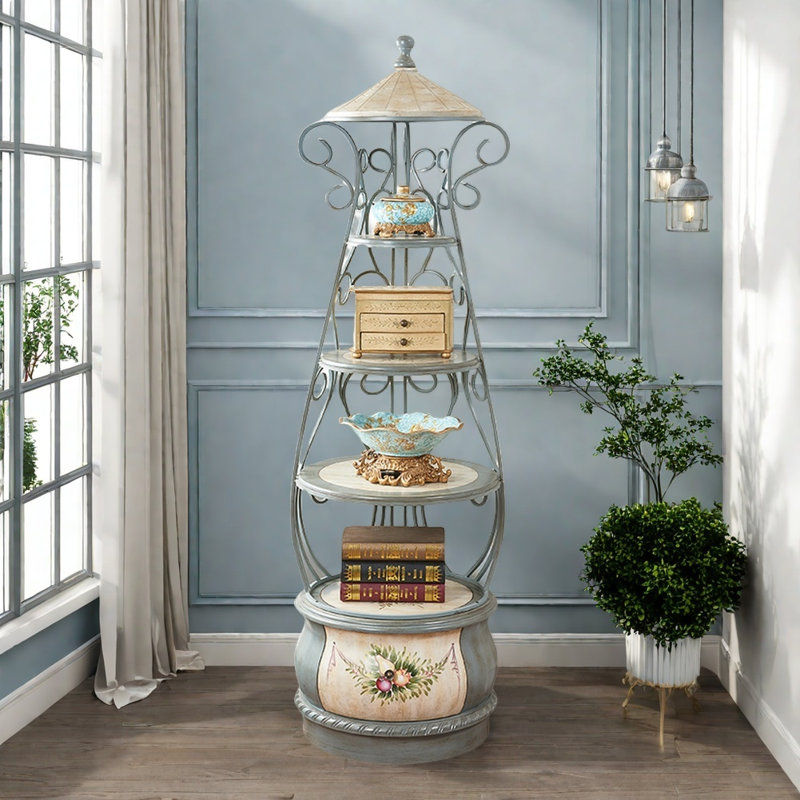 Vitrine multicouche de style américain, Bleu cendré