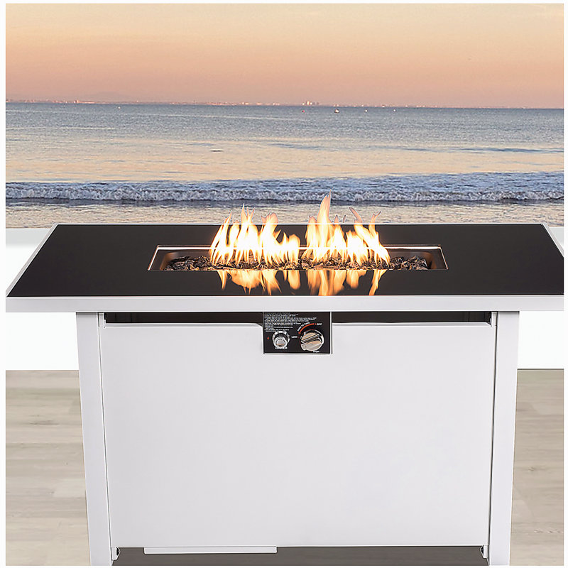 Smoked Glass Metal Rectangular Fire Pit