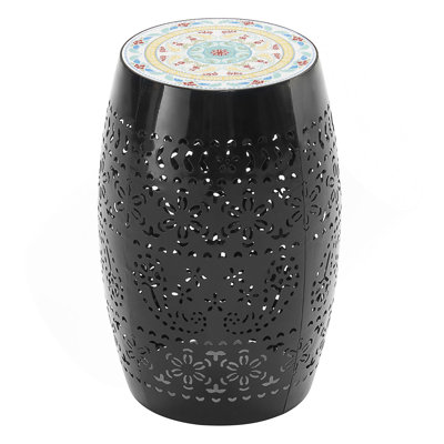 12 Inch Mosaic Side Table With Roman Pattern, Durable And Versatile For Indoor And Outdoor Use