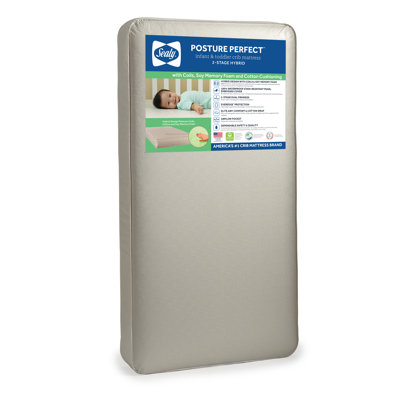 Sealy Baby Posture Perfect 2 Stage Breathable Crib Mattress & Toddler Mattress, Hybrid Design, GREENGUARD GOLD Certified, 52"x28"