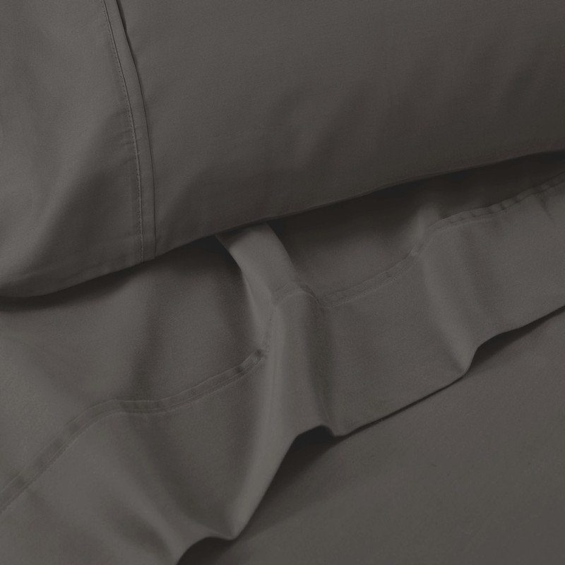 Ensemble de taie d'oreiller en satin de coton 1500 fils à densité de tissage 1500, Gris anthracite