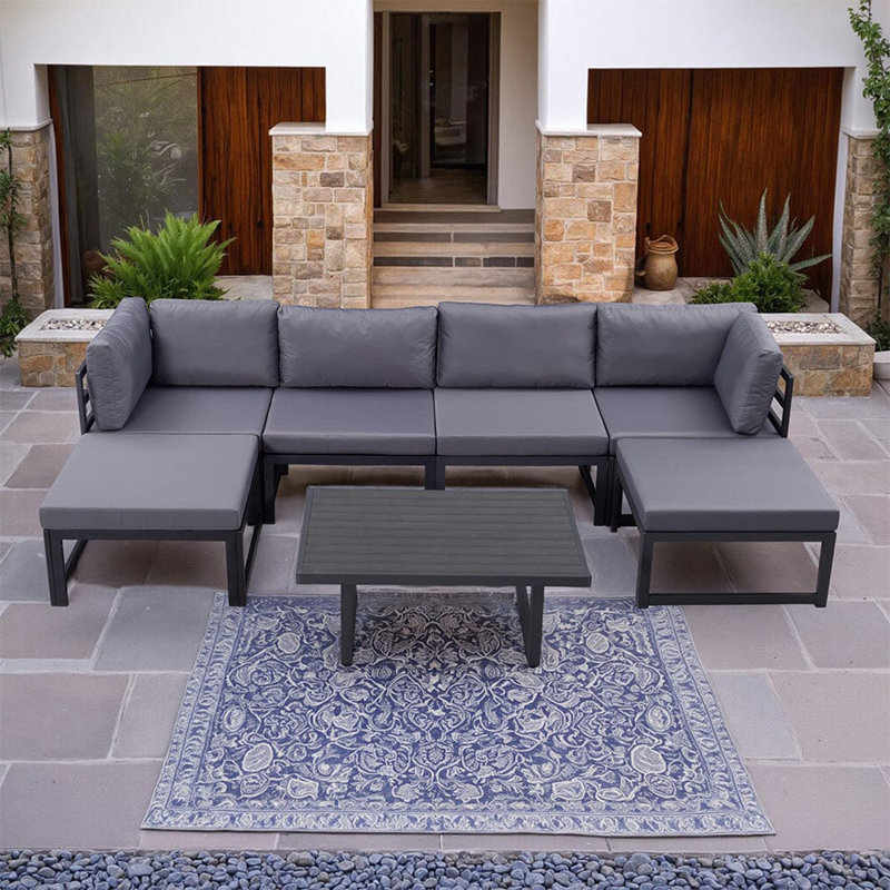 Berendine Wicker 6 - Person Garden Lounge Set with Cushions