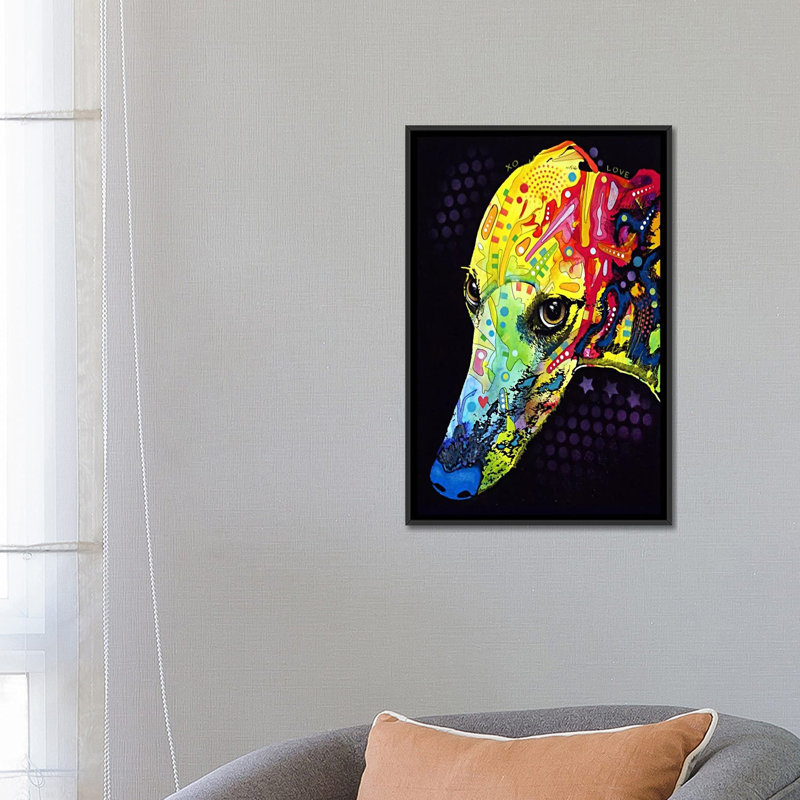 Art sur toile greyhoundgraphic, H 26 po x l 18 po x P 1,5 po, Toile avec cadre flottant noir