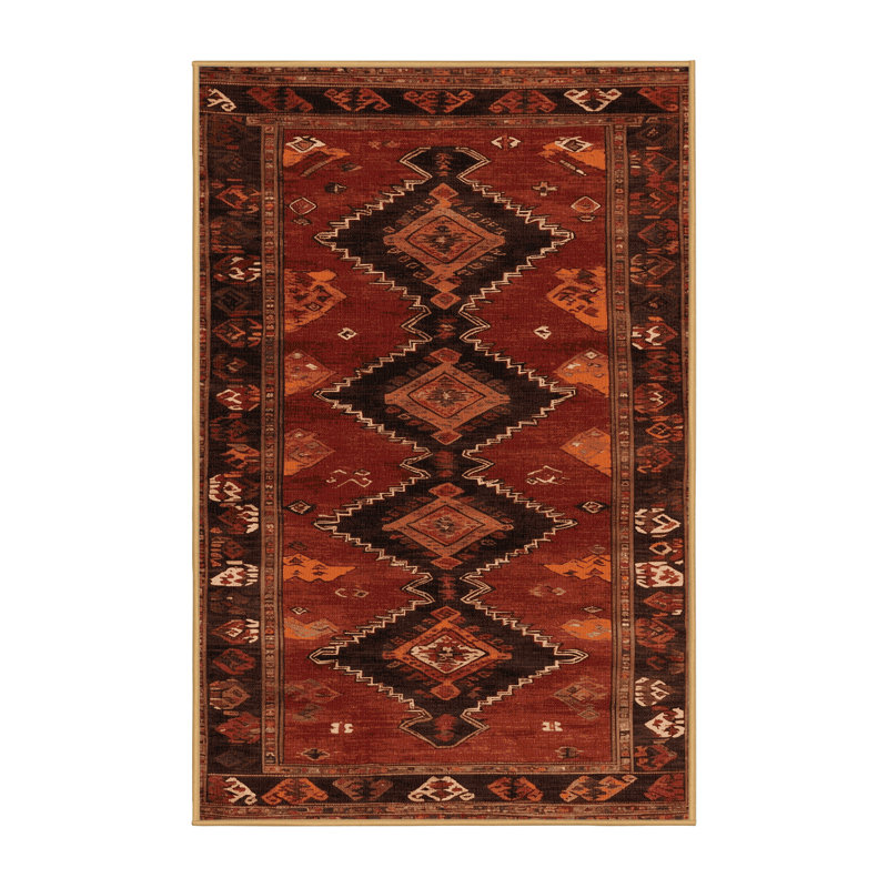 Tapis brun turc lavable à la machine, Rectangulaire 8 pi x 10 pi
