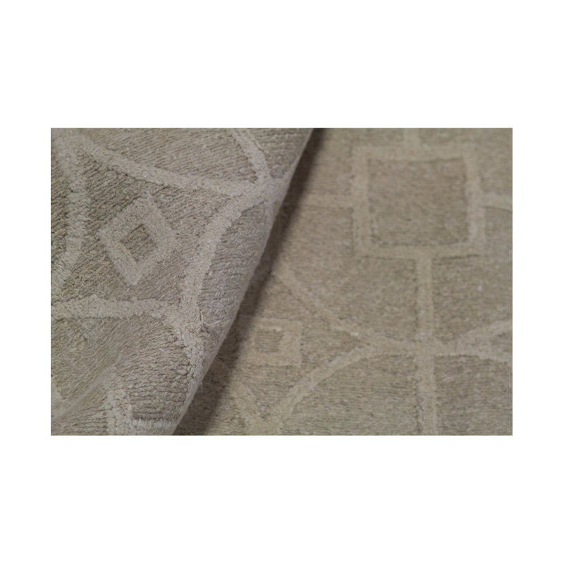 Cotton Geometric Area Rug in Beige