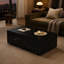 Table basse luxueuse en MDF effet marbre noir, 100,3 x 55,4 x 30,1 cm, style moderne