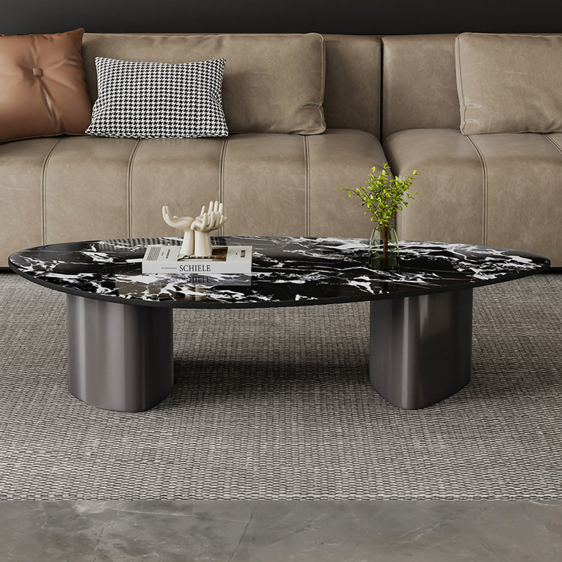 Table basse Modern Modern, H 15,74 po x L 55,11 po x l 27,55 po, Blanc/Noir