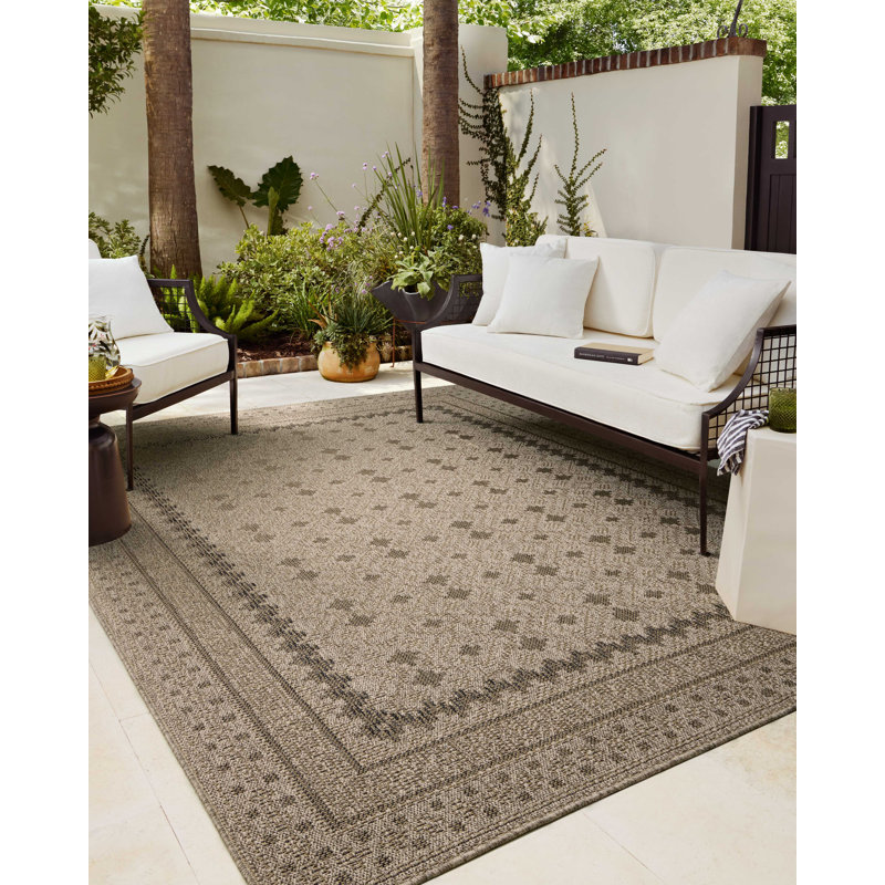 Chris Loves Julia x Loloi Providence Charcoal / Dove Indoor/Outdoor Area Rug, Square 1'6"