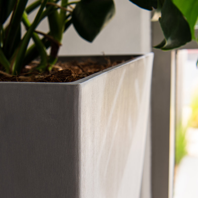 Modern Square Tapered Planter Patio Décor, Indoor & Outdoor, Gray, 27.8" H x 9.5" W