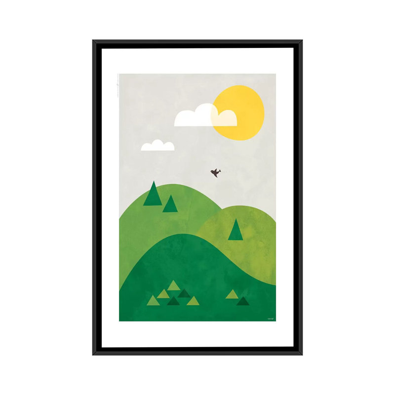 « valley », impression sur toile, Toile avec cadre noir, Pas de tapis, H 48 po x l 32 po x P 1,5 po