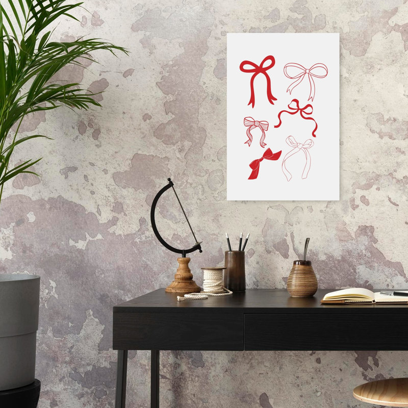 Festive Red Bows, impression élégante sur toile, 24" H x 16" W